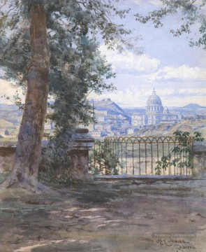 Vue de Rome depuis la Villa Pamphilj Enrico Coleman genre Peinture à l'huile
